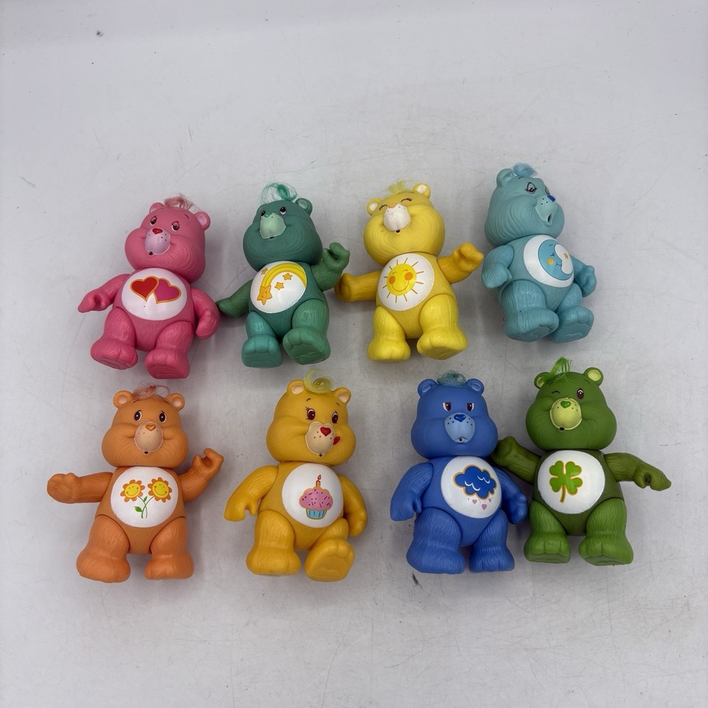 Vintage Kenner Care Bear Figurines 3.5" PVC 1980s Lot of 8